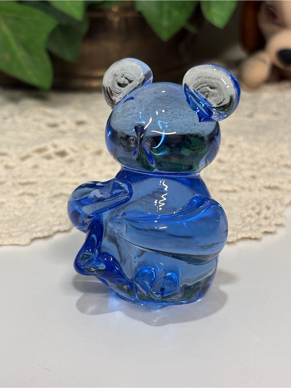 Blue Glass Bear Figurine - Home Accents